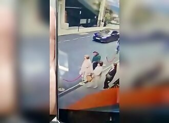A granny is attacked by scum in London, but passers-by come to her aid