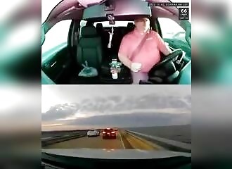 A right-lane squatter puts a motorist in his place when he cuts him off