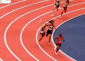 Relay runner hit in the head with a baton during a race
