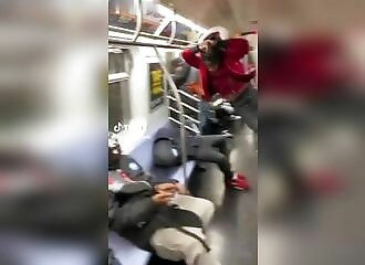 Subhuman elbows sleeping homeless man in the face in New York City