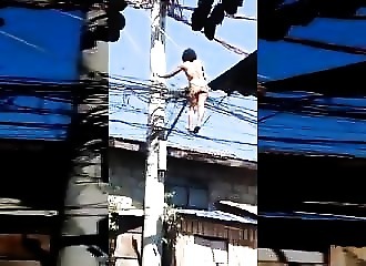 Philippines : une femme grimpe sur un poteau électrique et se prend une puissante décharge