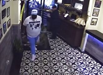 A customer deliberately drops a tray in an American restaurant