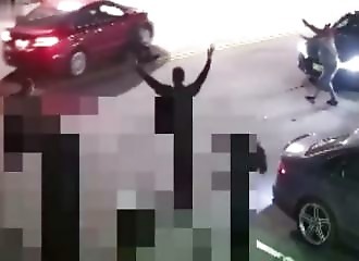 He runs over a man during an argument outside a club (Warning - shocking)