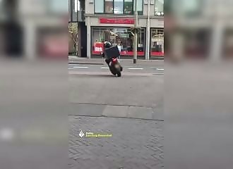 Police chase scooter-borne food delivery man