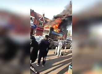 Scum set fire to a bus