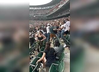 Bagarre générale dans les gradins d'un match de baseball