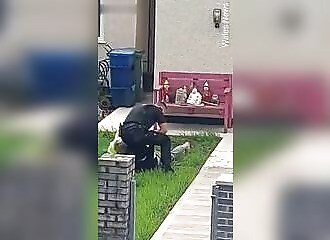 Un policier met plusieurs coups de poing à un suspect rebelle