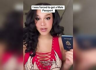 He's freaking out because his new passport identifies him as a man because of Trump