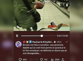 A guy disguised as a girl and pretending to be disabled assaults a woman who helps him in a store (France)