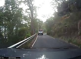 Head-on collision in Berowra Waters: a motorcyclist thrown into the air