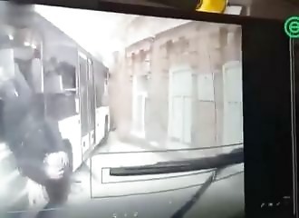  Passenger nearly thrown from bus in accident 