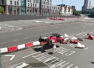 Race marshal narrowly escapes the worst at MotoFest Coventry